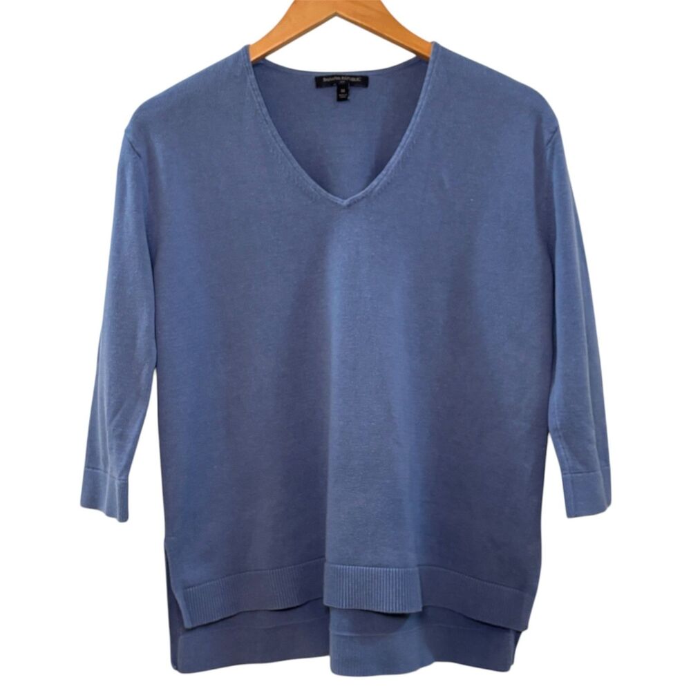 Banana Republic V-Neck Knit Sweater Blue Women's Size Medium